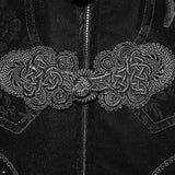 Hand Embroidered Cape Collar Black Velveteen Gothic Coat For Men