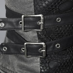 Five Pointed Star Spiked Zipper Up Punk Mesh Women Coat With Loops
