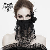 Mysterious Sexy Ladies Floral Gothic Cotton Mask With Eyelash Lace Veil