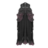 Festival Costume Burgundy Printed Drawstring Faded Steampunk Half Skirt