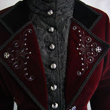 Gothic Palace Embroidered Metal Rivets Wine Dovetail Coat For Men