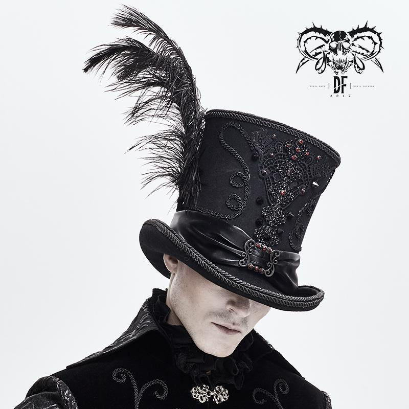 Gothic Gentleman Feather High Quality Spiked Woolen Top Hats
