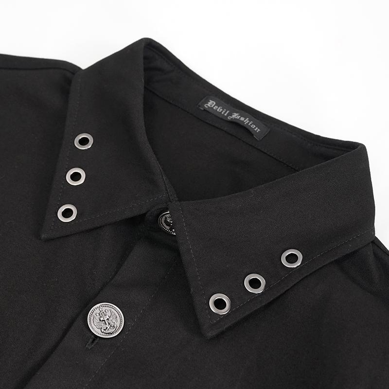 'Thisbe' Punk Long Sleeve Shirt With Nylon Straps (Charcoal)