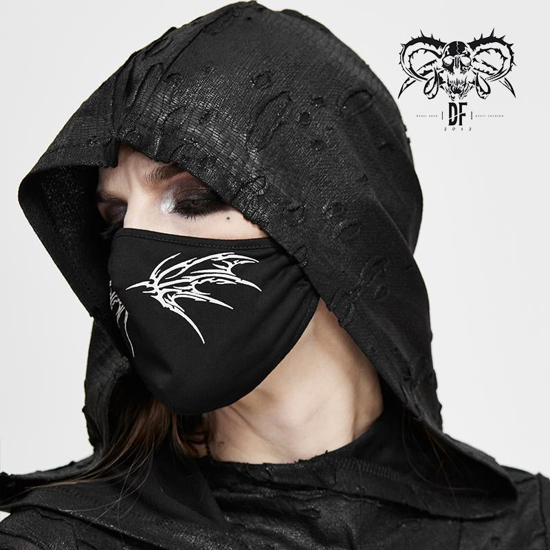 Black And White Punk 3D Wing Printed Mask For Women And Men