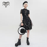 'Moonlight Skull' Printed Gothic Round Shoulder Bag