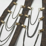 Steampunk Accessories Brown Women Distressed Body Harness With Chains