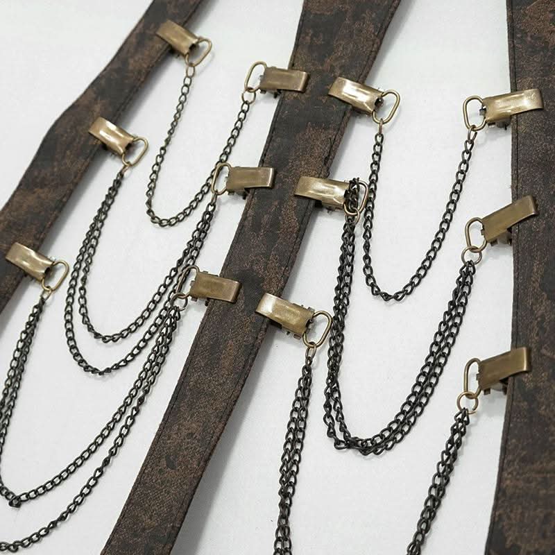 Steampunk Accessories Brown Women Distressed Body Harness With Chains