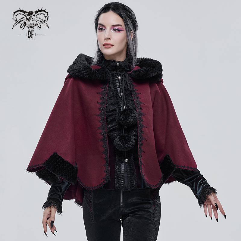 'Hollow Man' Gothic Cape With A Hood (Red)