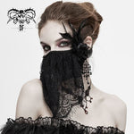 Mysterious Sexy Ladies Floral Gothic Cotton Mask With Eyelash Lace Veil