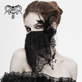 Mysterious Sexy Ladies Floral Gothic Cotton Mask With Eyelash Lace Veil