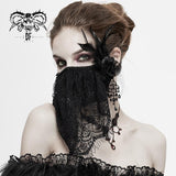 Mysterious Sexy Ladies Floral Gothic Cotton Mask With Eyelash Lace Veil