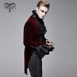 Lotus Leaf Corsage False Two Piece Men Gothic Swallow Tailed Coats