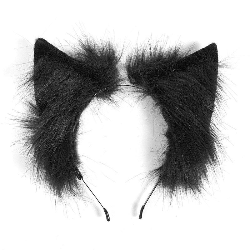 'Neko' Plush Cat Ear Headband (Obsidian)