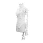 Summer Gothic White Women Ruffled Lace Sleeves Swallowtail High Collar Blouse