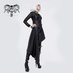 Zipper Up Asymmetric Sleeveless Women Punk Rock Mid Length Leather Dress