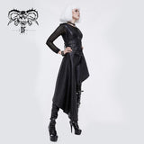 Zipper Up Asymmetric Sleeveless Women Punk Rock Mid Length Leather Dress