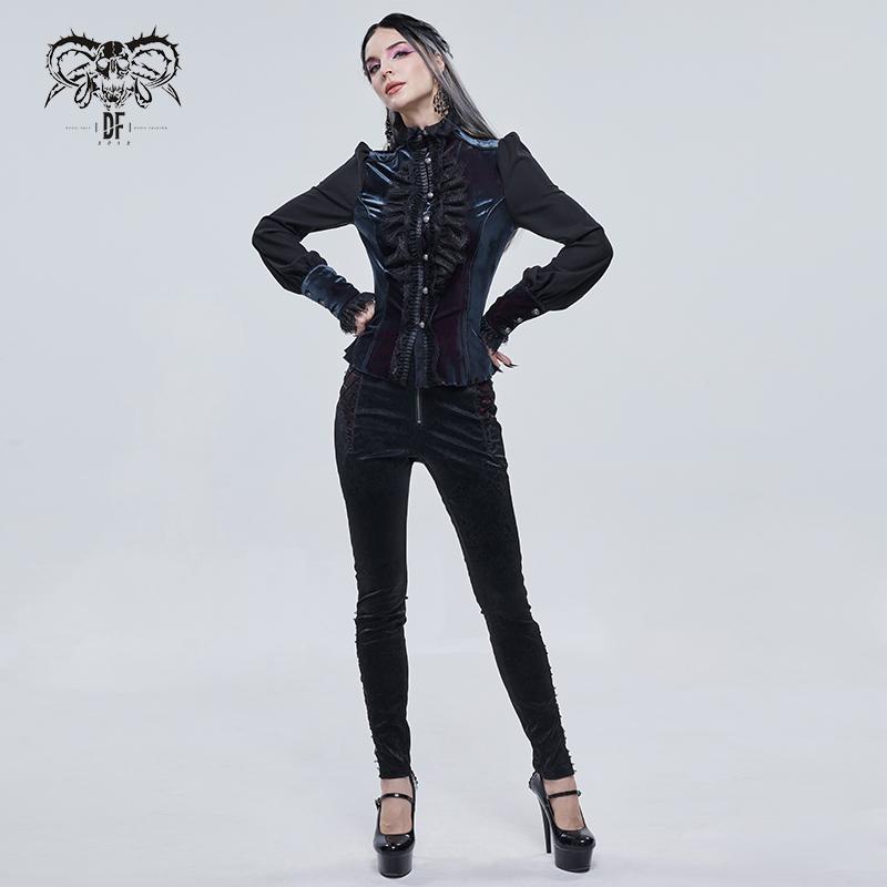 'Starlight Star Bright' Gothic Blouse With Ruffles