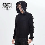 Darkness Asymmetrical Sleeves Designer Men Punk Hooded Sweater With Loops