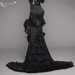 Short Front And Long Back Multi Layer Wavy Flounces Floor Length Gown Stretchy Half Skirts