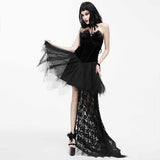 Gothic Wedding Strapless Feathered Sexy Short Velveteen Dress With Rose Lace Tail