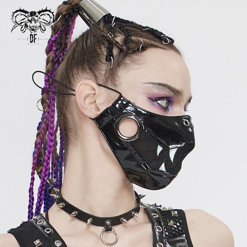 Adult Black Winged Faux Leather Half Mask