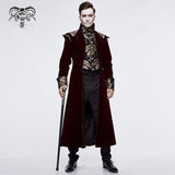 'Asmodeus' Gothic Fleece Overcoat with Gold Embroidery