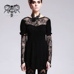 Gothic Sexy Women Mid Length Gothic Patterned Lace Modal T Shirt With Necklace