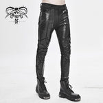 Robot Armor Gloss Printing Skinny Black Stretch Men Trousers