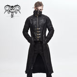 Short Front And Long Back Punk Fur Warm Men Coat With Detachable Cape Collar