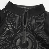 Tt166 Cyberpunk Print High Neck Long Sleeve Ultra Short T Shirt