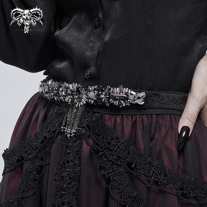 'Neoplasm' Gothic Glass Bead Studded Dress Belt