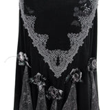 Party Rose Embossed Gothic Velvet Gown Long Half Fishtail Skirt
