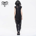 Punk Asymmetrical Women Broken Holes Black Hooded Cape