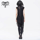 Punk Asymmetrical Women Broken Holes Black Hooded Cape