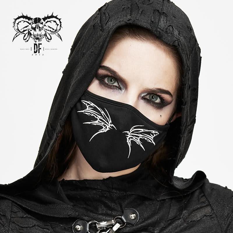 Black And White Punk 3D Wing Printed Mask For Women And Men