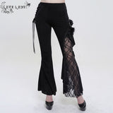 'Last Flight' Gothic Asymmetric Flared Pants (Black)