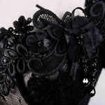 Gothic Adjustable Steel Buckles Fishbone Transparent Lace Corset With Feather Flowers