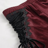 ‘Last Flight' Asymmetric Gothic Flared Pants (Red)