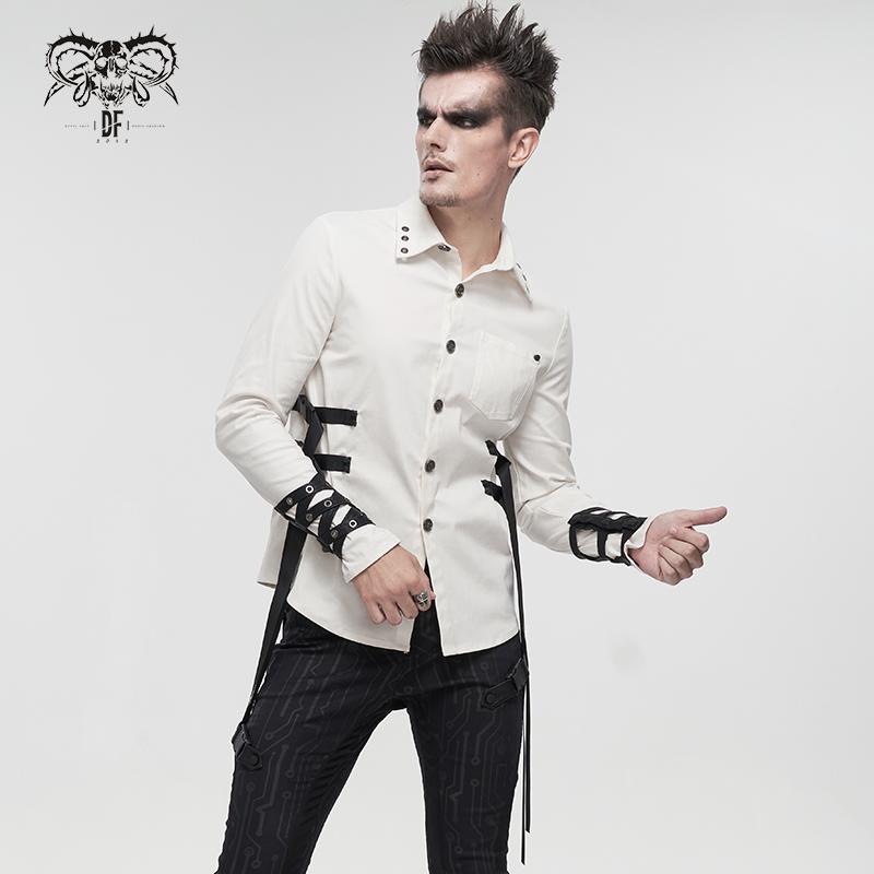 'Thisbe' Punk Long Sleeve Shirt With Nylon Straps (Chalk)