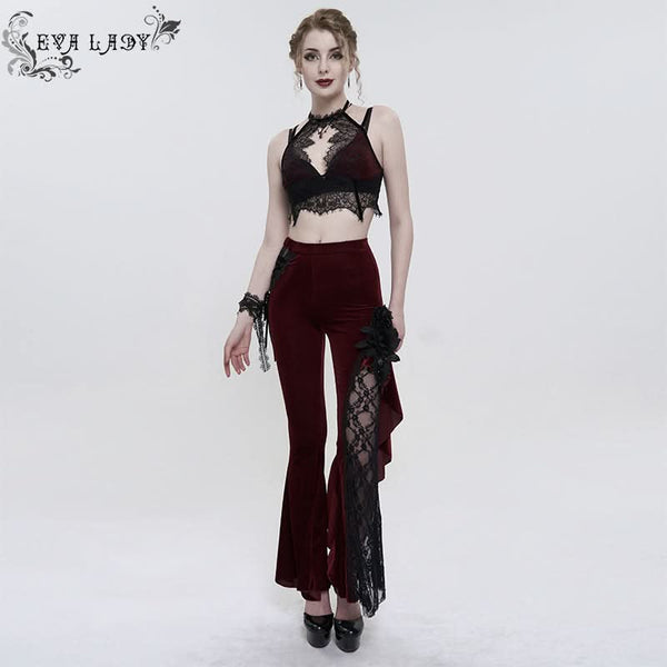 Women's Gothic Multilayer Lace Splice Flared Pants main image 1