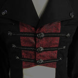 Punk Black And Red Chain Shape Ribbons Game Men Long Coat