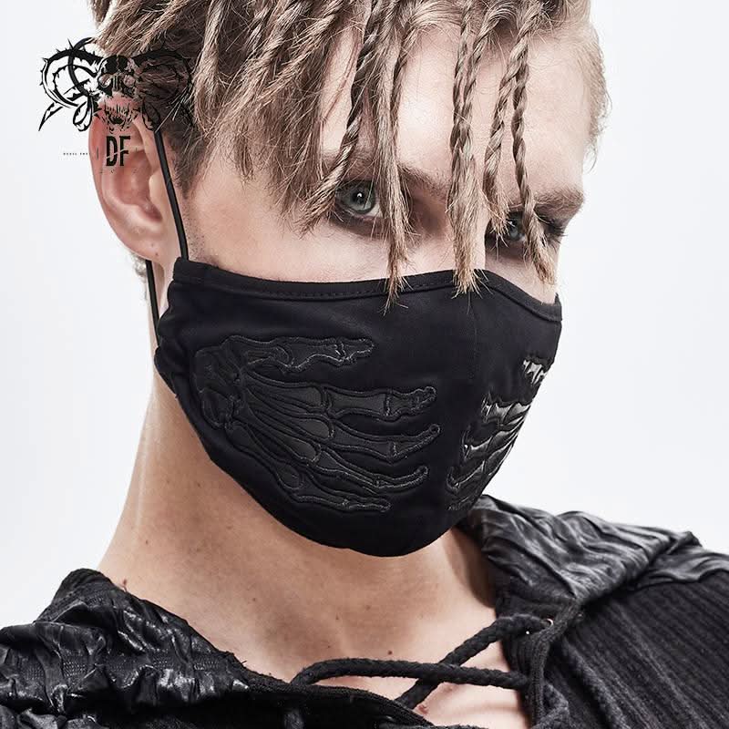 Punk Leather Hand Embroidered Patterned Solid Color Cotton Face Mask