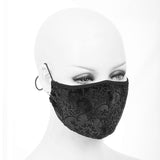 Gothic Floral Patterned Unisex Velvet Embossed Black Masks
