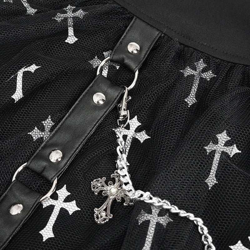 'Threnody' Crucifix Printed Skirt