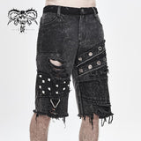 Decadence Summer Punk Rock Men Nailed Ragged Shorts