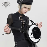'Moonlight Skull' Printed Gothic Round Shoulder Bag