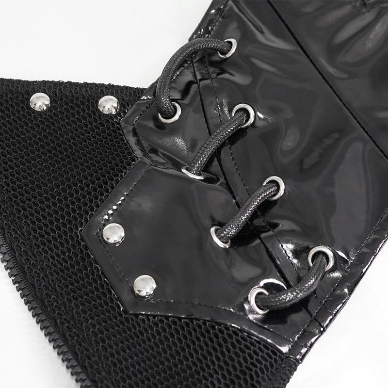 Cyberpunk Bright Leather Women Lace Up Mesh Belts