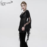 'Twilight Zone' Beaded Gothic Lace Floral Top