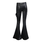 Autumn And Winter Street Wear Elegant Punk Women Flared Leather Pants