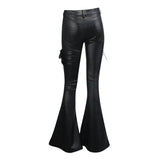 Autumn And Winter Street Wear Elegant Punk Women Flared Leather Pants